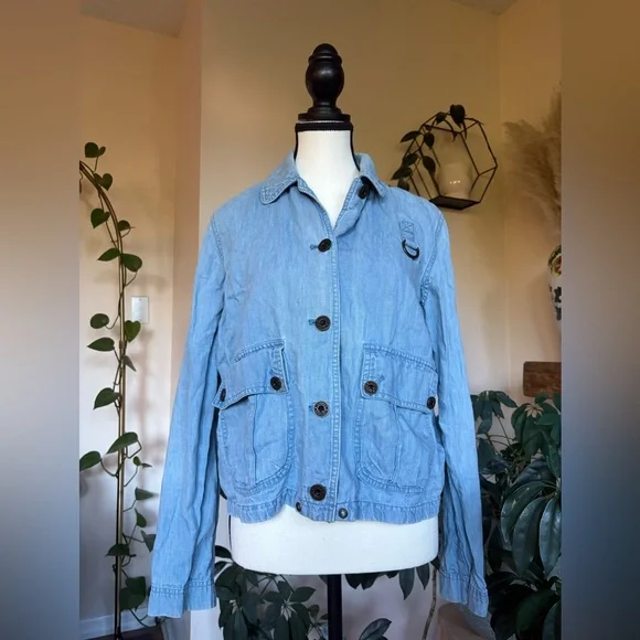 Ralph Lauren Chambray Linen Blend Jacket - Picture 1 of 8